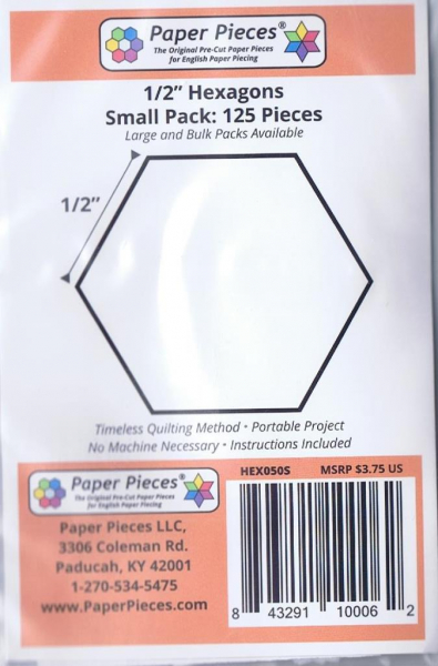 Patchworkkarton Hexagon 1/2 ", 125 St.